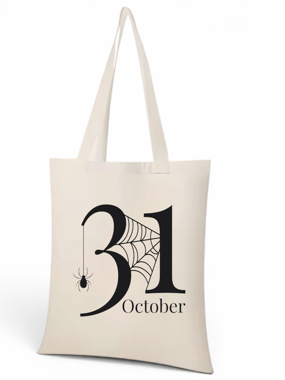 Halloween 31 October Cotton Tote Bag - Cream trick-or-treat bag
